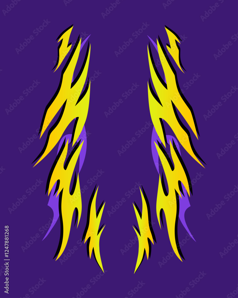 Φωτογραφία Yellow and purple neo tribal livery design for racing drift car, classic JDM liv
