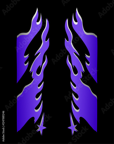Classic purple flame drift cars livery design kit, livery design for racing car, bike or vehicle