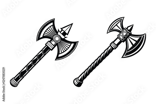 group tomahawk silhouette vector illustration