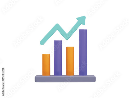 business graph with arrow icon 3d illustration