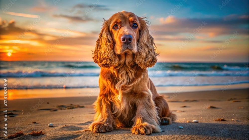 Macro Photography: Cocker Spaniel on Sandy Beach - Close-up Dog Photos Macro Photography: Cocker Spaniel on Sandy Beach - Close-up Dog Photos