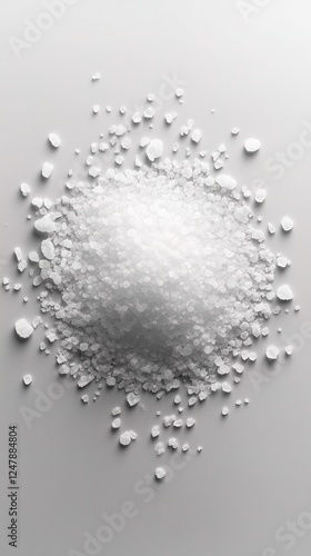 Close-Up of White Sea Salt Crystals on a Neutral Background
