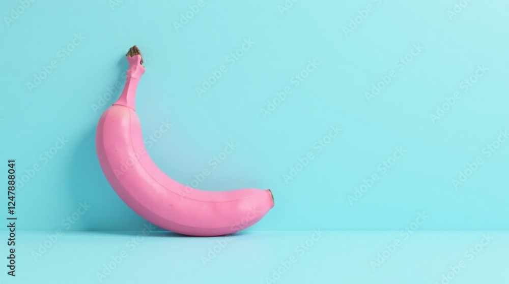 A Single Pink Banana on a Light Blue Background A Minimalist Fruit Still Life Image A Single Pink Banana on a Light Blue Background A Minimalist Fruit Still Life Image