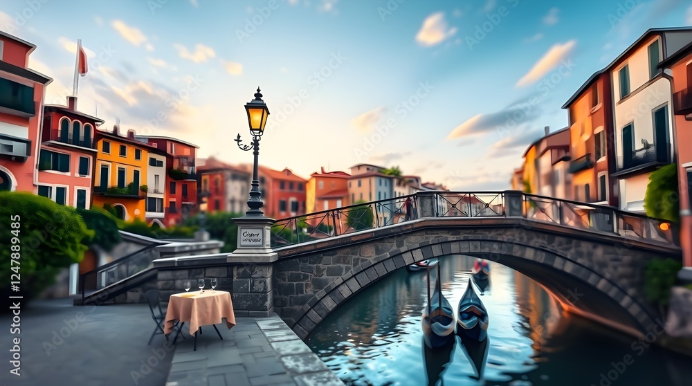 Fototapeta premium 3d image. Old Town, Street, 3d wallpaper and mural. Wallpaper on the wall.