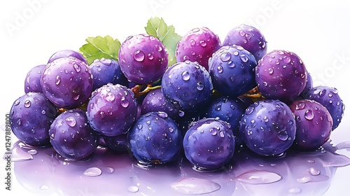 Wallpaper Mural Dewy purple grapes, studio shot, white background, food advertising Torontodigital.ca