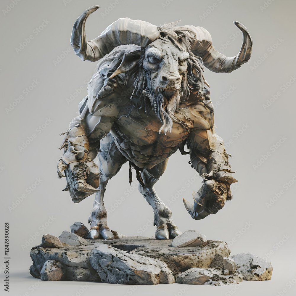 Fototapeta premium Mythical creature battle scene fantasy realm 3d sculpture dramatic artistic