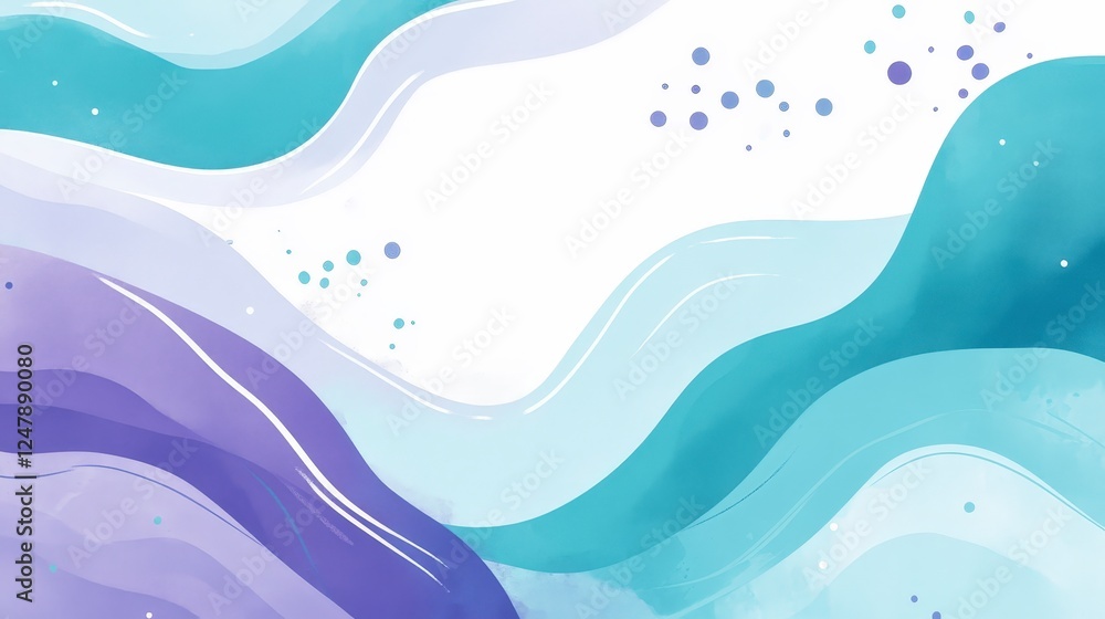 Naklejka premium Abstract Fluid Waves in Turquoise and Purple Color Palette