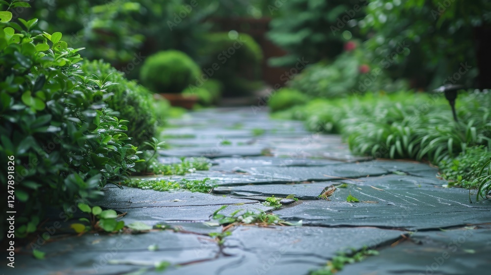 Fototapeta premium Slate: Ideal for roofing, flooring, and walkways, slate is a fine-grained stone that splits into thin layers, providing strength, beauty, and a natural look. 