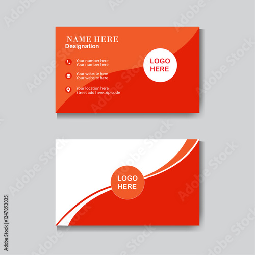  clean corporate double sided modern business card design orange and white color