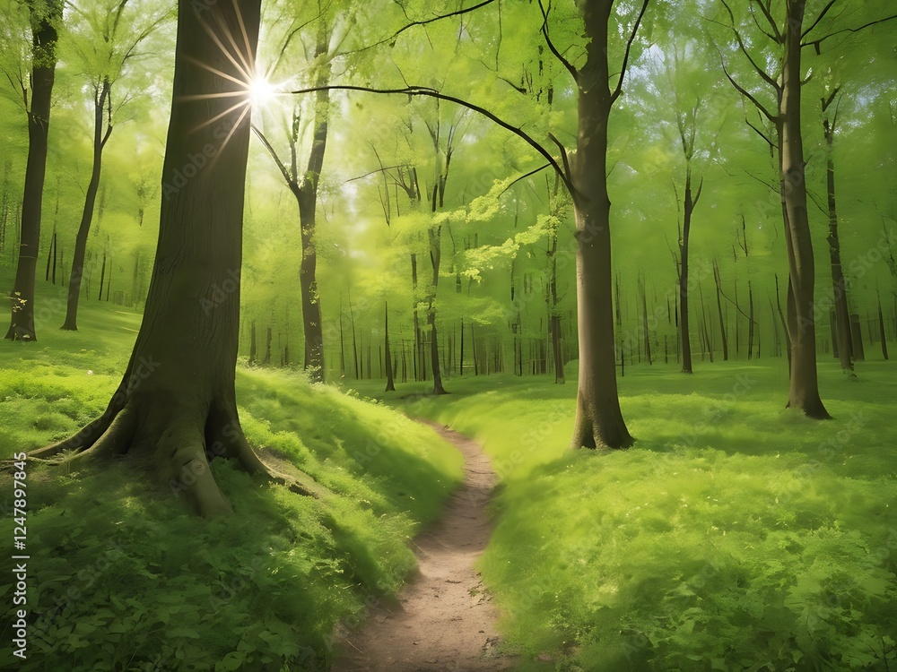 Fototapeta premium Forest nature trails wallpaper