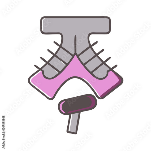 Pleating tool icon in pastel colors for fabric and sewing