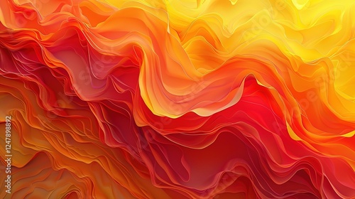 Wallpaper Mural _The_background_is_yellow_with_flowing_red_and_orang Torontodigital.ca