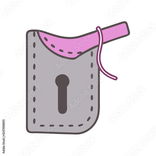 Seam guide icon in pastel colors for sewing and stitching