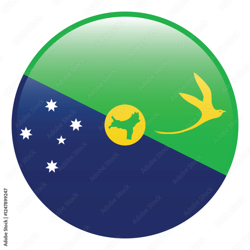 Christmas Island flag. Christmas Island circle flag 3d logo icon computer vector illustration design Christmas Island flag. Christmas Island circle flag 3d logo icon computer vector illustration design