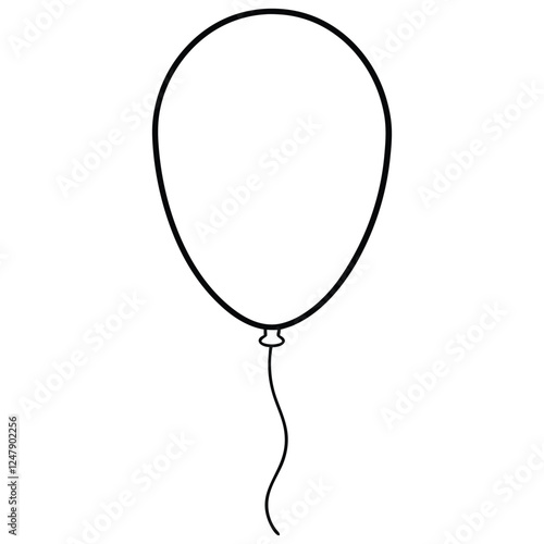Minimalist Balloon Outline Vector. Birthday balloon line art, party balloon icon, Birthday celebration, isolate on a white background
