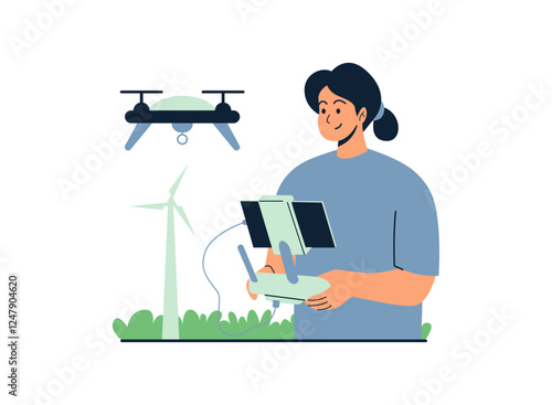 Illustration of an Modern Farming Technology Drone