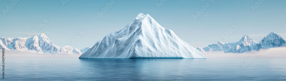 A majestic iceberg floating serenely in tranquil blue waters. A majestic iceberg floating serenely in tranquil blue waters.