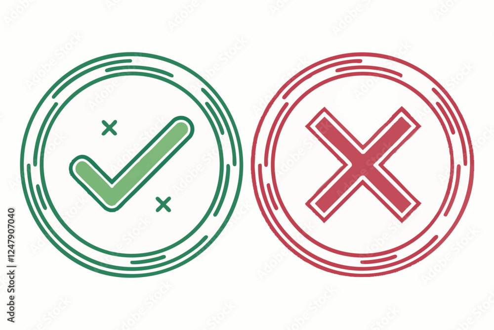 Glossy 3D-Style Checkmark and Cross Icons – High-Quality Vector Graphics Glossy 3D-Style Checkmark and Cross Icons – High-Quality Vector Graphics