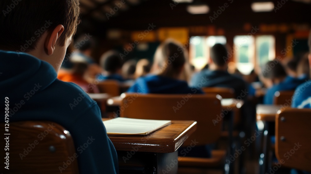 Fototapeta premium Classroom Focus: A Student's Perspective