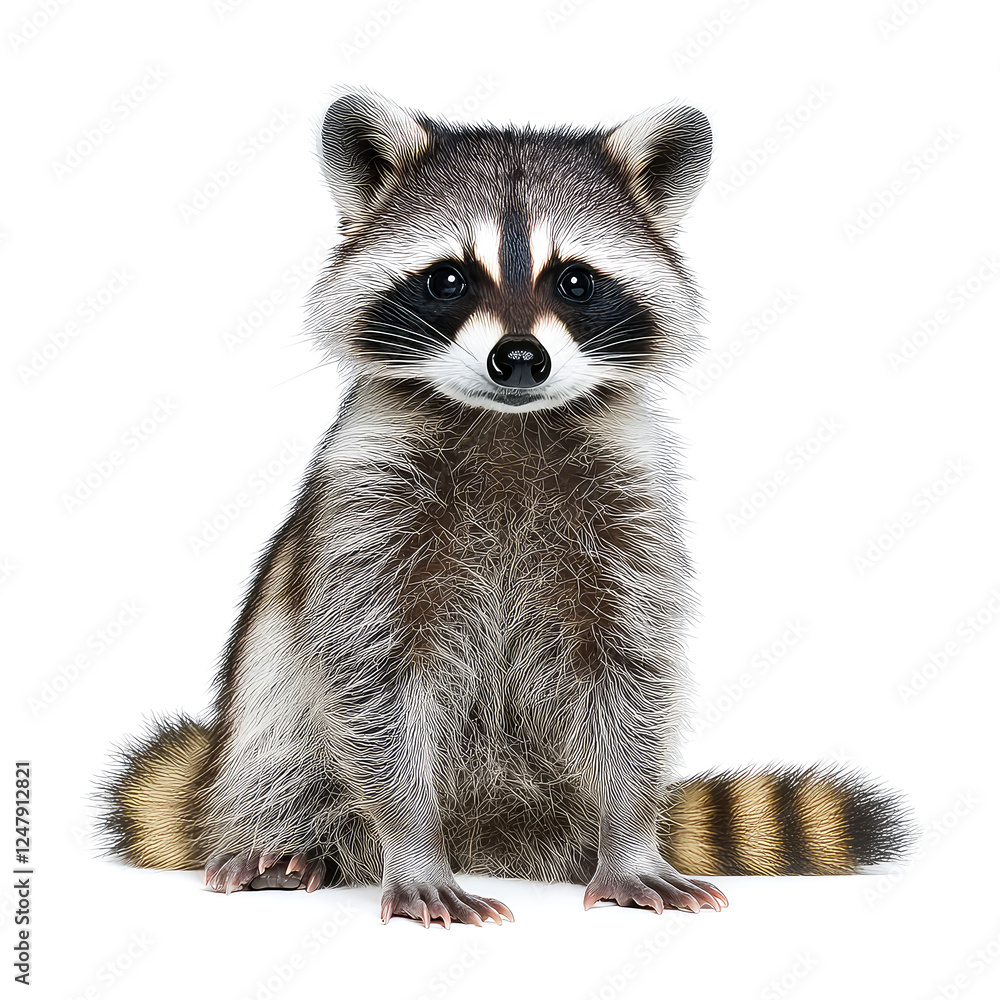 Fototapeta premium Adorable Raccoon Portrait: A Captivating Close-up of a North American Wildlife Animal
