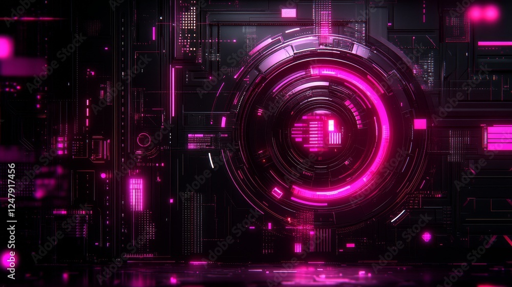 Abstract Futuristic Cyberpunk Neon Glowing Circuitry Technology Background Abstract Futuristic Cyberpunk Neon Glowing Circuitry Technology Background