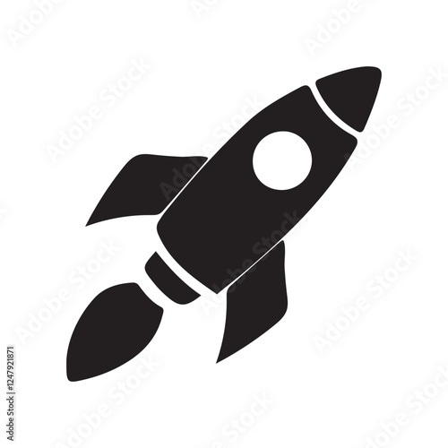 Rocket icon. Simple silhouette rocket signs set. Rocket launched icon