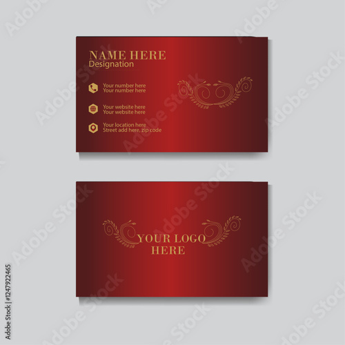 modern maroon and golden color Creative and clean corporate business card template.