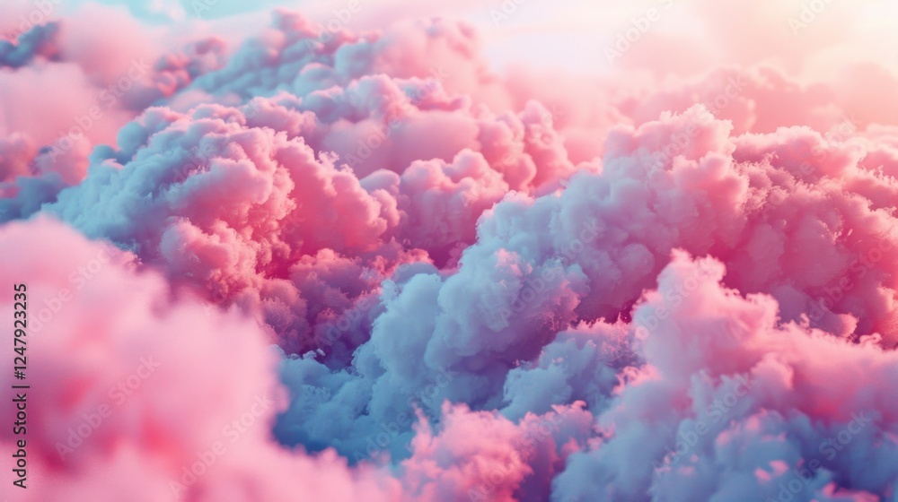Fototapeta premium Fluffy Clouds: Billowy, soft clouds of water vapor floating in the sky, often forming serene, picturesque shapes that enhance the calm and peaceful ambiance of the sky. 