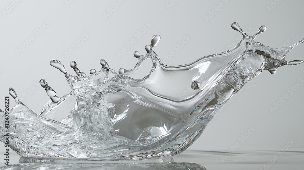 A dynamic, high-speed photograph of a water splash frozen in mid-air A dynamic, high-speed photograph of a water splash frozen in mid-air