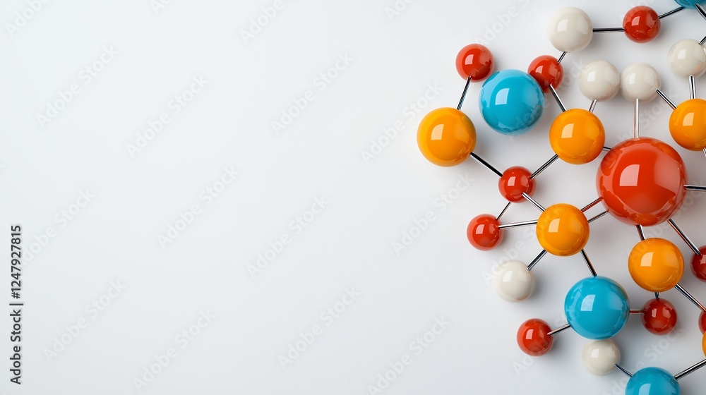 Obraz premium Colorful Spheres Network Abstract 3D Render White Background