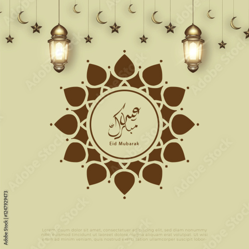 eid mubarak background with arab caligraphy for background, greeting card , poster  design template