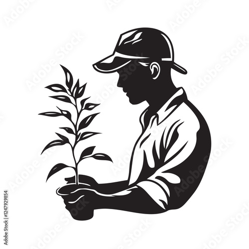 gardener holding plant