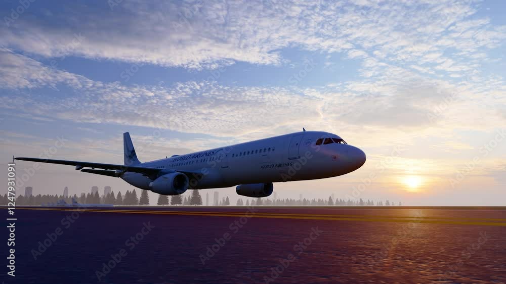 Civilian plane takes off facing the sun Civilian plane takes off facing the sun