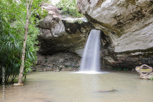 Saeng Chan Waterfall (Long Ru Waterfall), Pha Taem National Park, “Unseen Thailand”, named after the waterfall that sprays mist through the rocks, giving it a soft white color similar to moonlight. photo