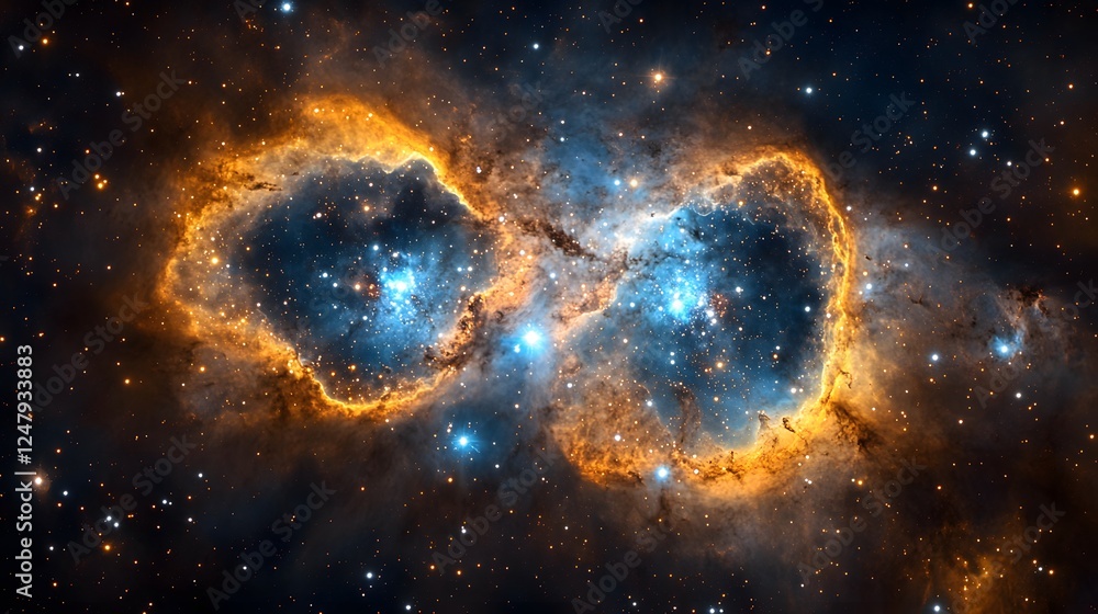 Fototapeta premium Abstract stellar phenomena 48 presented with swirl cosmic colors nebula and celestial patterns in the universes depths