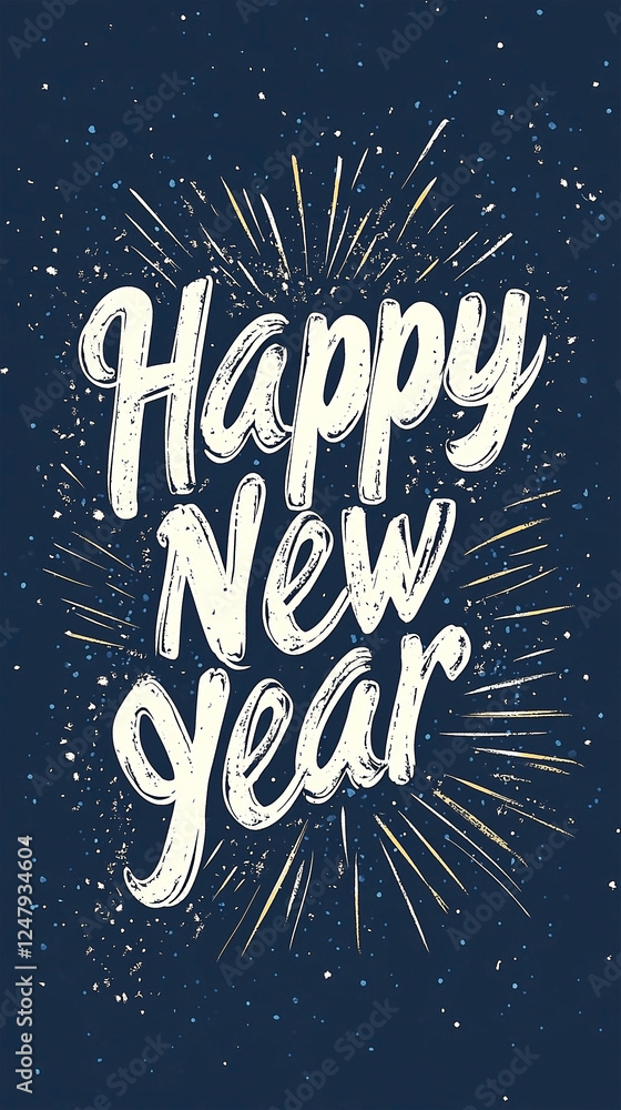 Fototapeta premium A stylish Happy New Year greeting card with fireworks celebration