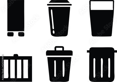 Trash garbage can, bin waste vector