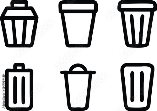 Trash garbage can, bin waste vector