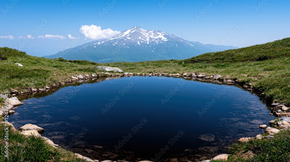 Scenic mountain lake reflecting the sky on a sunny day. Scenic mountain lake reflecting the sky on a sunny day.