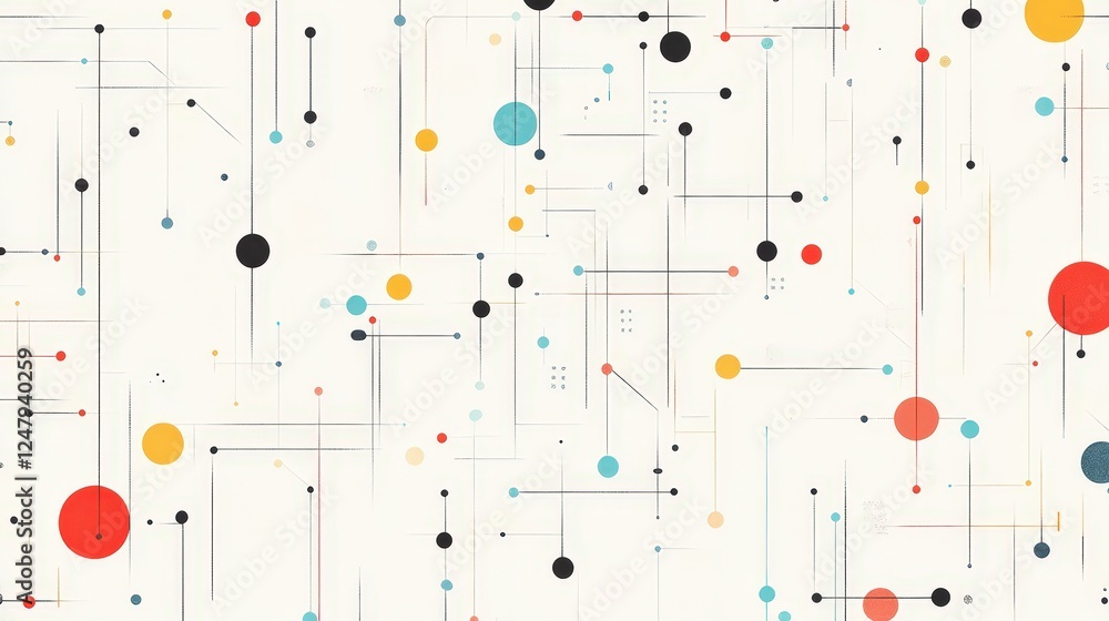 Abstract Geometric Pattern with Colorful Circles and Lines Abstract Geometric Pattern with Colorful Circles and Lines
