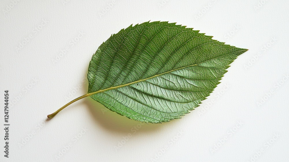 Fototapeta premium Single Green Leaf on White Background