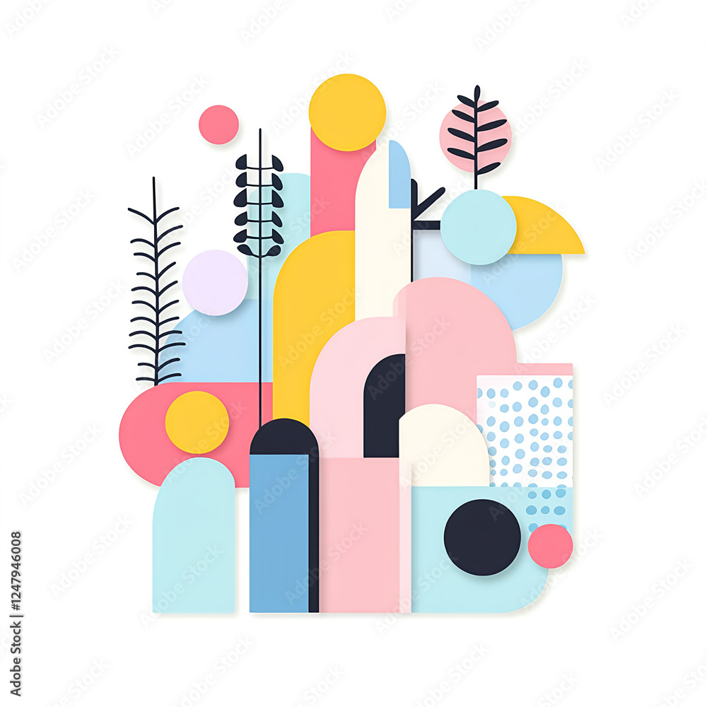Obraz premium Colorful abstract shapes and patterns create vibrant composition