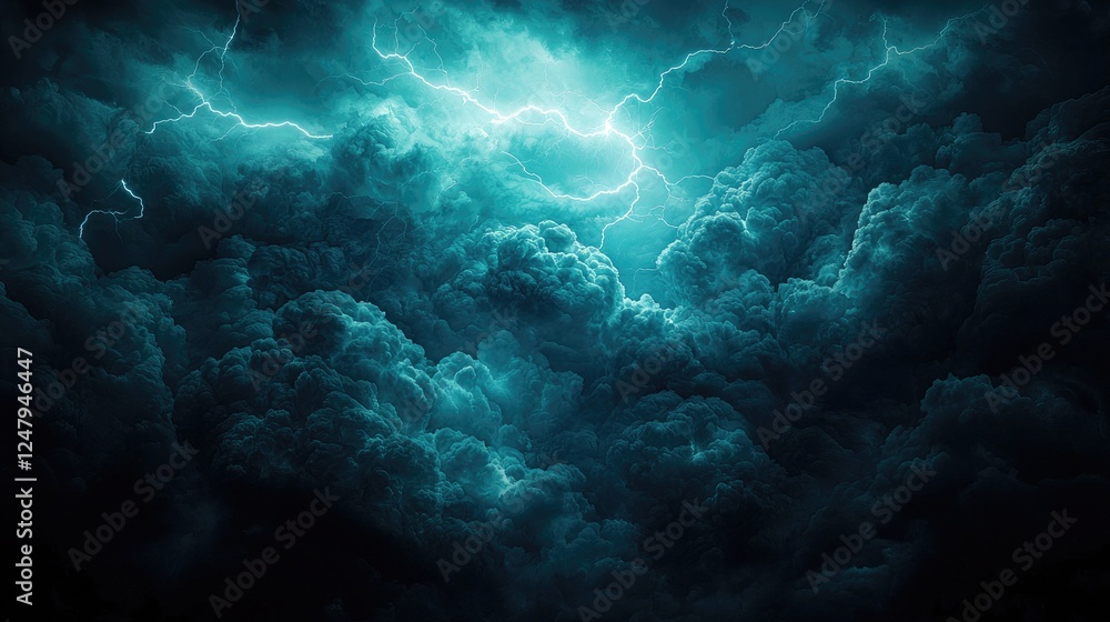 Fototapeta premium Epic Stormy Sky: Dramatic Lightning Strikes Through Dark Clouds - Awe-Inspiring Nature Photography