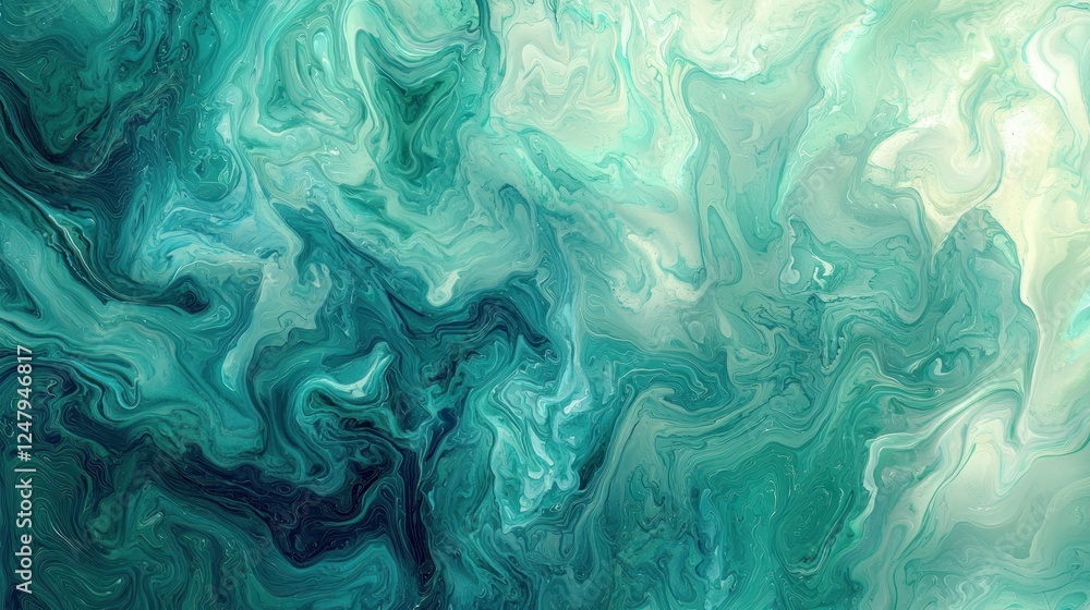 Abstract Teal Swirls: A Fluid Acrylic Pour Painting Abstract Teal Swirls: A Fluid Acrylic Pour Painting