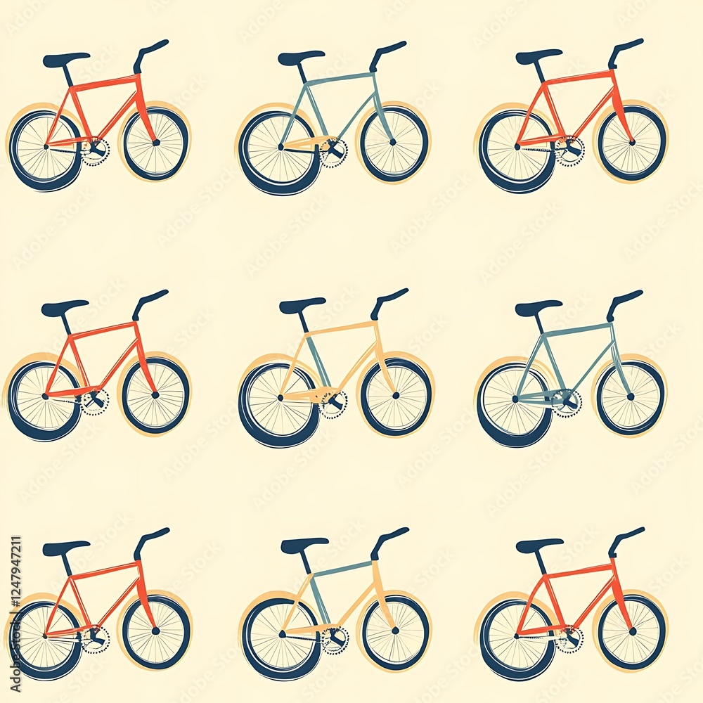 Colorful fixed gear bikes pattern Colorful fixed gear bikes pattern