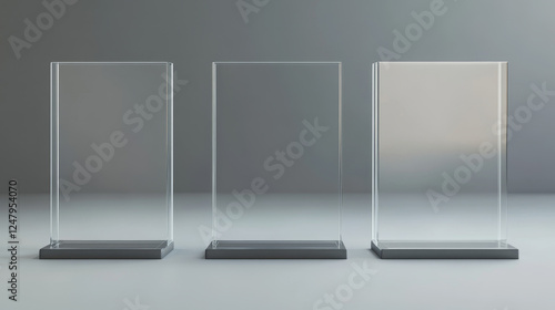 Transparent glass cube product podium in different angles of view. Realistic 3d vector set of crystal or plexiglass square stand for display display and presentation. Geometric showcase mockup.