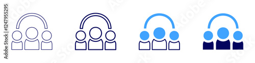Collaborative effort icon in 4 different styles. Thin Line, Line, Bold Line, Duotone. Duotone style. Editable stroke