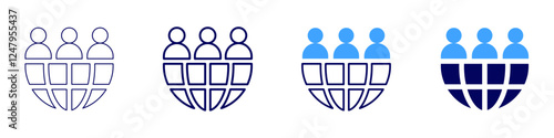 Collaborative project icon in 4 different styles. Thin Line, Line, Bold Line, Duotone. Duotone style. Editable stroke