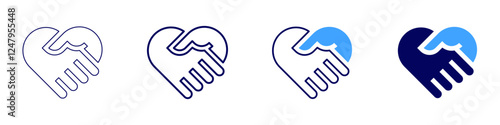 Collaborative partnership icon in 4 different styles. Thin Line, Line, Bold Line, Duotone. Duotone style. Editable stroke