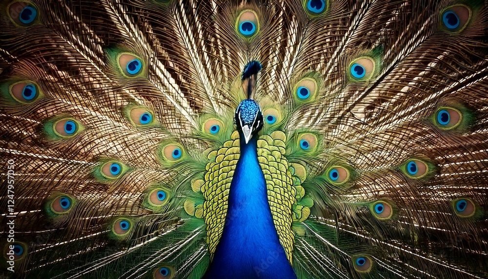 Obraz premium peacock displaying its vibrant plumage